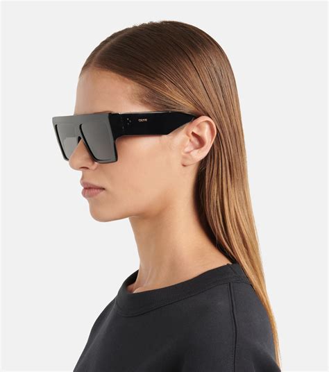 celine flat black sunglasses|celine 55mm oversized square sunglasses.